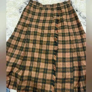 Vintage Oscar de la Renta plaid  wool wrap skirt size 4/5 luxury